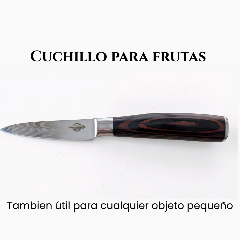 Set 3 Cuchillos de Acero Inoxidable con Diseño Damasco
