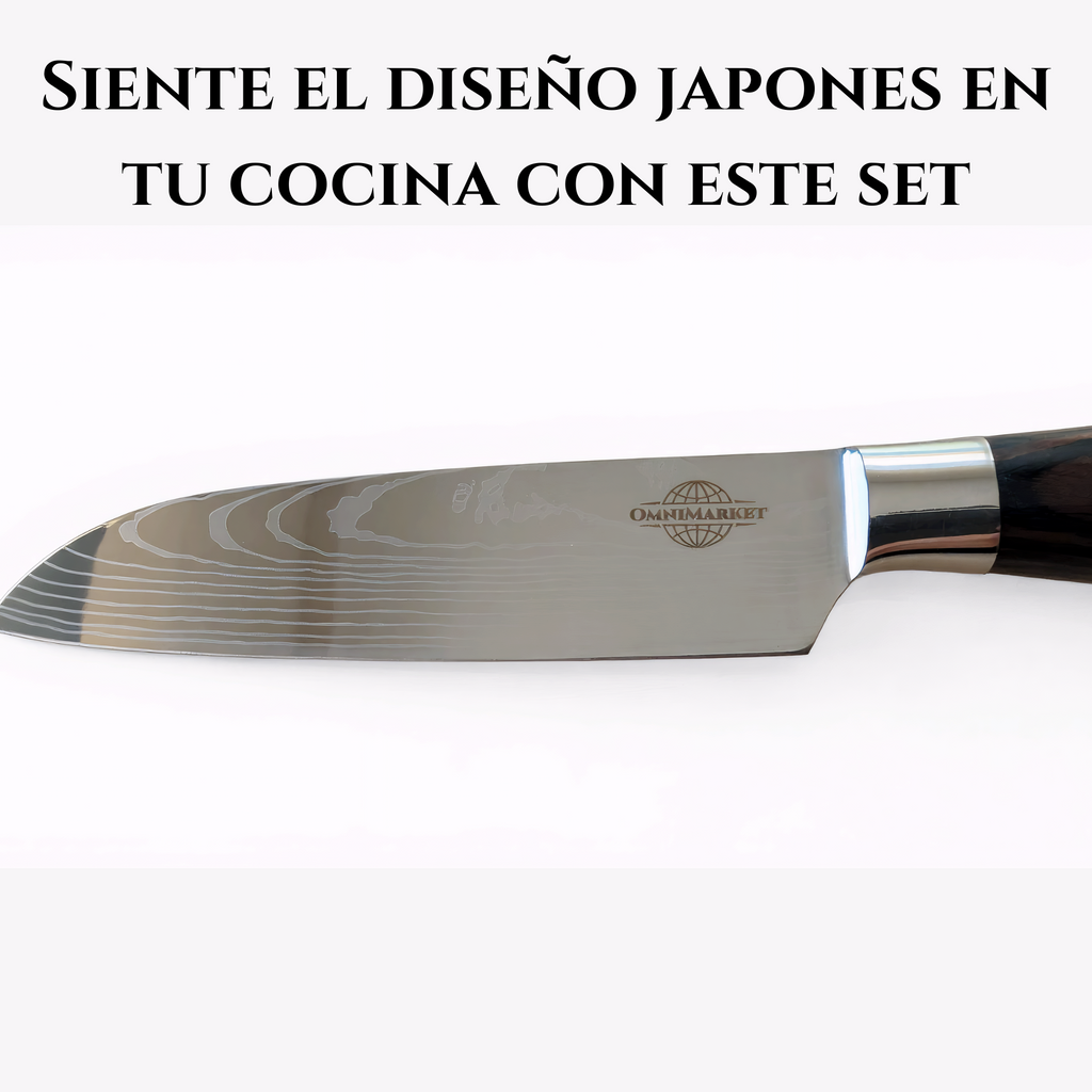 Set 3 Cuchillos de Acero Inoxidable con Diseño Damasco